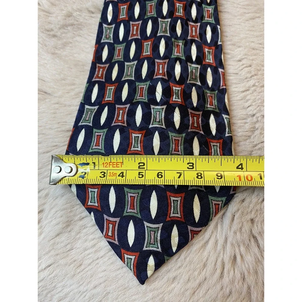 Vito By VR Necktie Silk Multicolor Abstract Geometric Print Hand Made In Italy